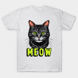 Vintage grey cat meow T-Shirt